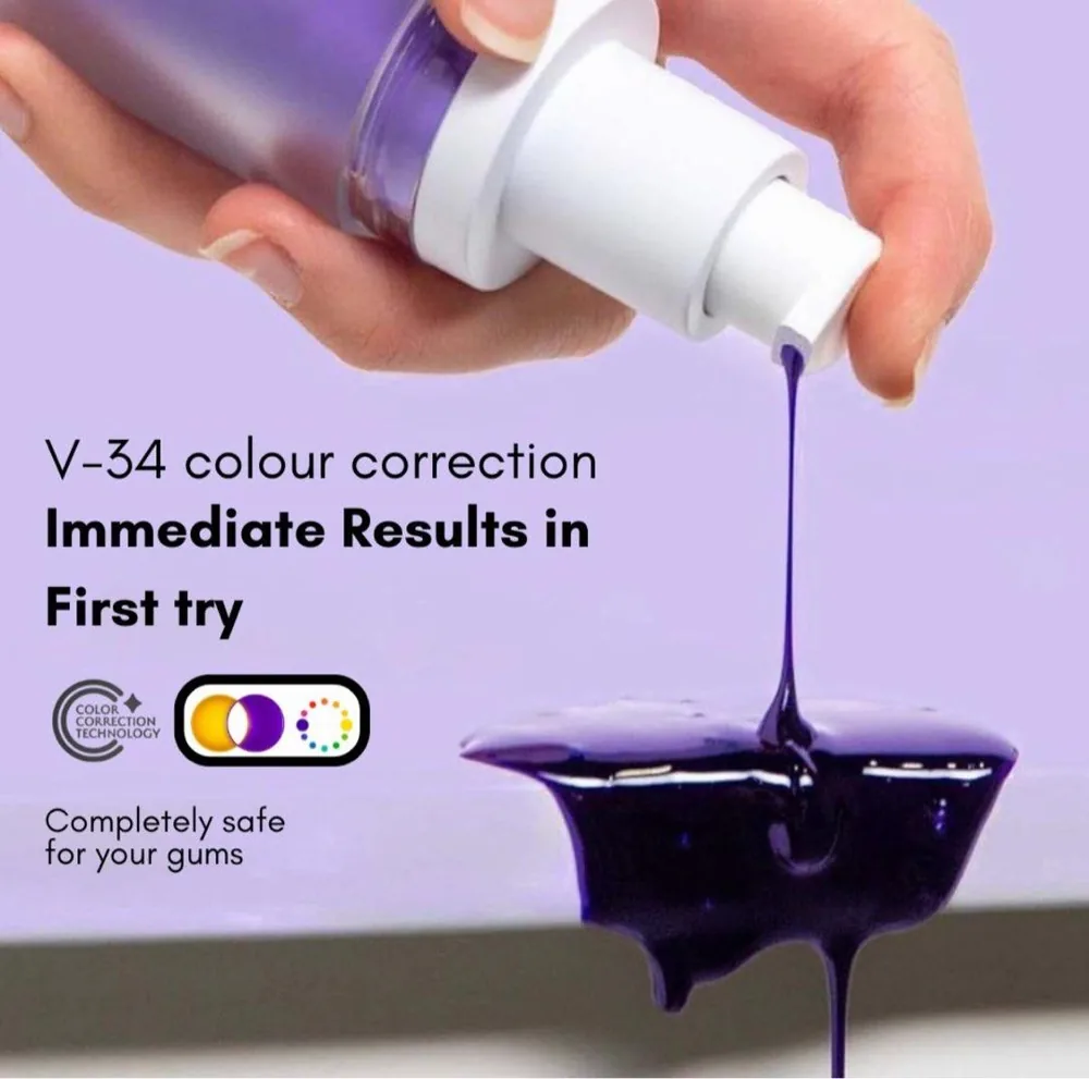 Clair Whitening Serum with V-34 colour correction — immediate visible results, safe for gums