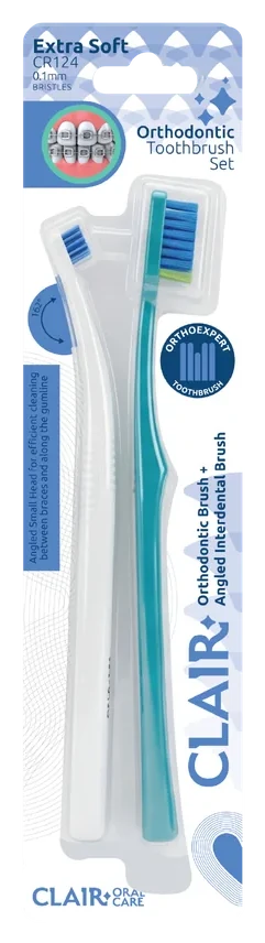 Clair orthodontic toothbrush set CR124 with angled interdental brush