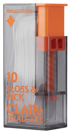 Clair PocketFloss travel floss pick case CR235, 10 pieces