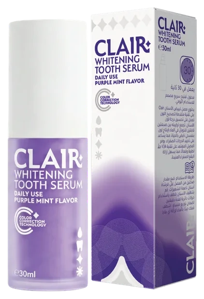 Clair Whitening Tooth Serum, purple colour-correcting daily serum