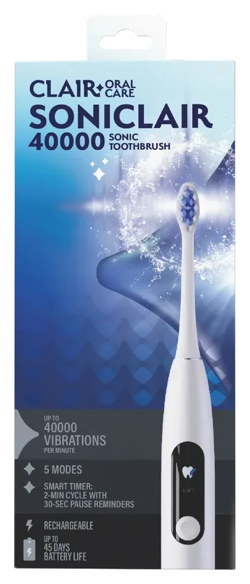Clair SoniClair 40000 sonic toothbrush with replacement brush heads